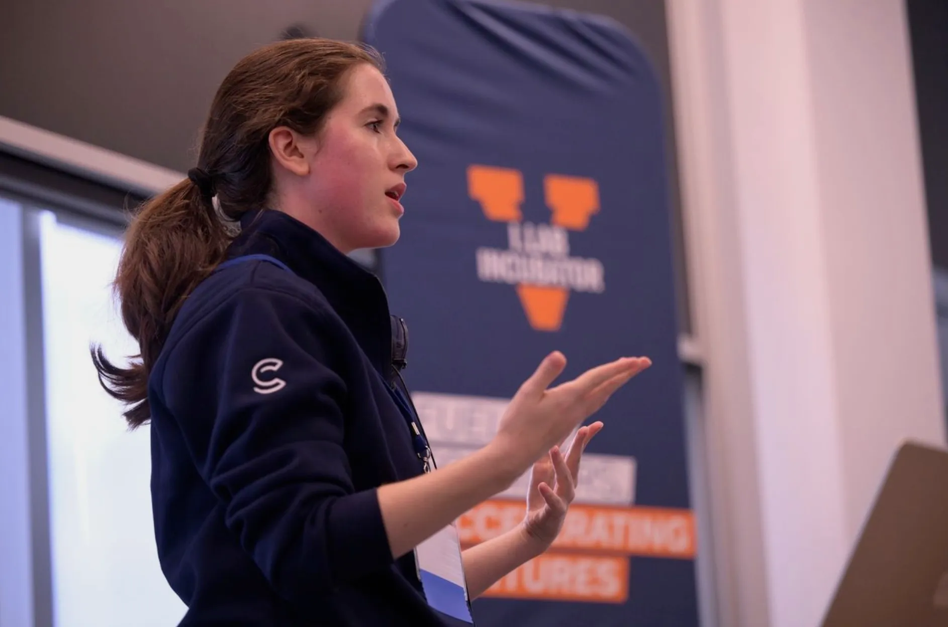Catherine presenting to a group